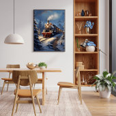 Train in verschneiten Landschaftsbildungspaketen Poster