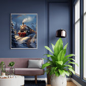 Train in verschneiten Landschaftsbildungspaketen Poster