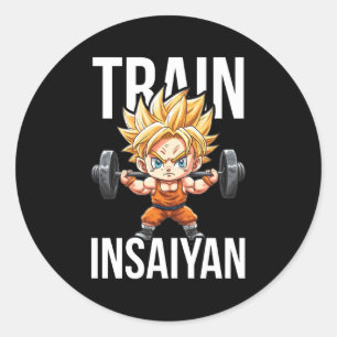 Train Insaiyan Anime Gym und Workout Motivierend Runder Aufkleber