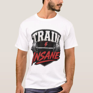 Train Insane Gym Motivation Retro Hantel T-Shirt