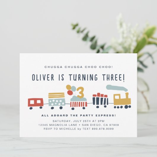 Train Invite Chugga Choo Choo Choo ・ 3 Jahre Einladung (Stehend Vorderseite)
