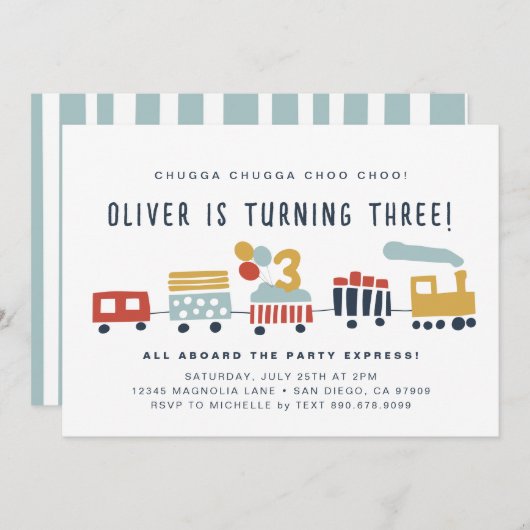 Train Invite Chugga Choo Choo Choo ・ 3 Jahre Einladung (Vorne/Hinten)