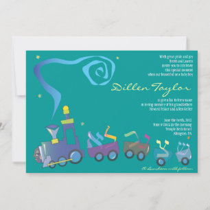 Train Jewish Baby Naming Invitation Hebrew Boy Einladung