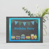 TRAIN KINDER CHALKBOARD GEBURTSTAG EINLADUNG (Stehend Vorderseite)