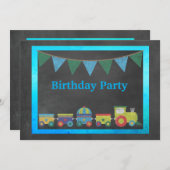 TRAIN KINDER CHALKBOARD GEBURTSTAG EINLADUNG (Vorne/Hinten)