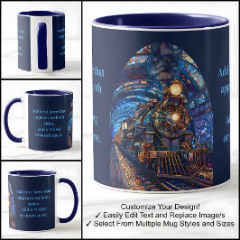 Train Loco Motor Verlassend Tunnel Imitate Mosaic  Tasse