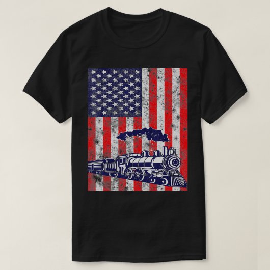 Train Locomotive Motor USA US-Flagge 4. J T-Shirt (Design vorne)
