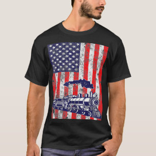 Train Locomotive Motor USA US-Flagge 4. J T-Shirt