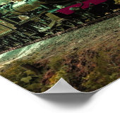 Train Locomotive Retro Vintage Fall Leaves Poster (Ecke)