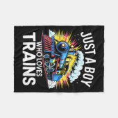 Train Lover Just A Boy Who Loves Trains Fleecedecke (Vorderseite (Horizontal))