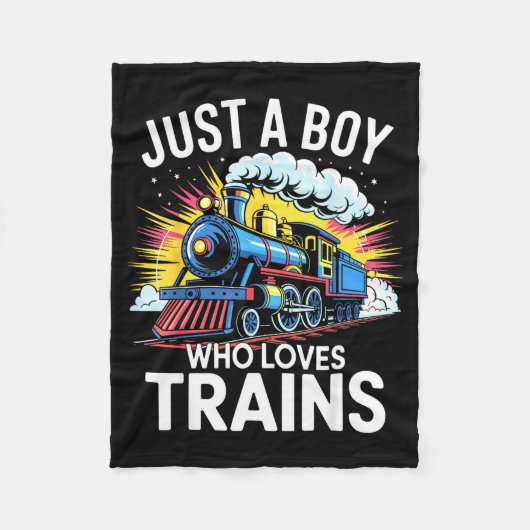 Train Lover Just A Boy Who Loves Trains Fleecedecke (Vorderseite)