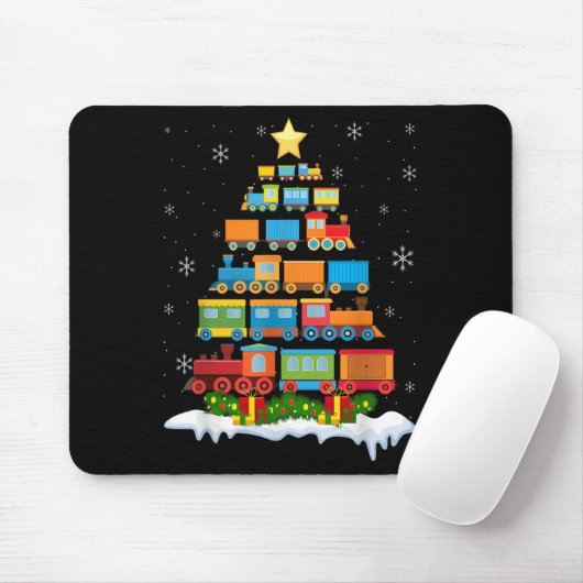 Train Lover Xmas Tree Santa Christmas Train Mousepad (Mit Mouse)
