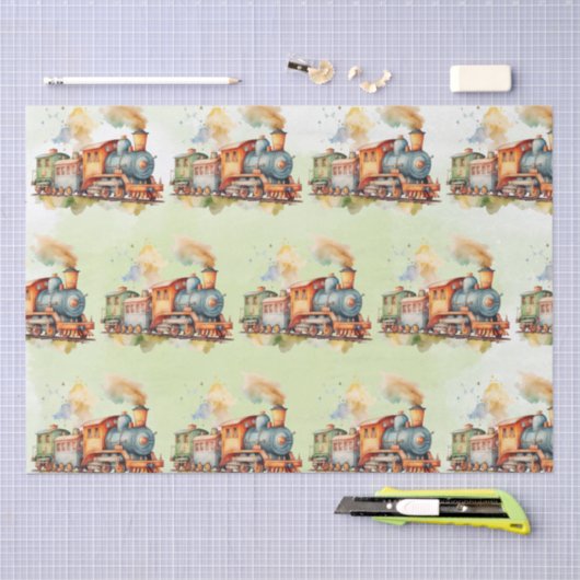 Train Motor Boy Birthday Seidenpapier (Handwerk)