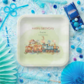 Train Motor Girl 3. Geburtstag Pappteller (Party)