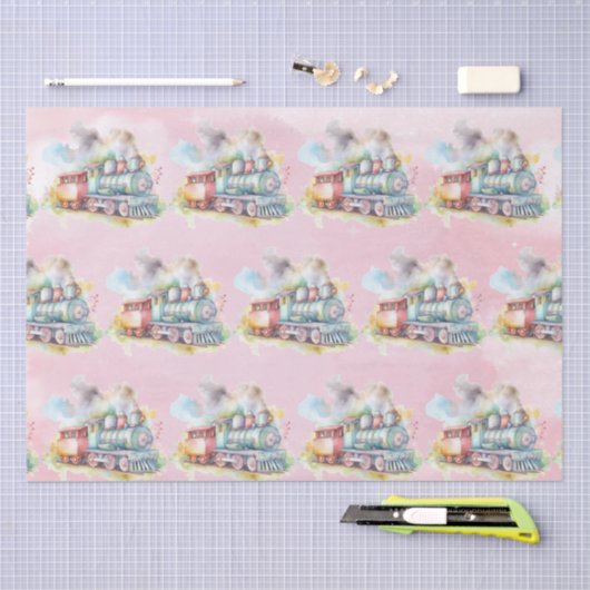 Train Motor Girl Birthday Seidenpapier (Handwerk)