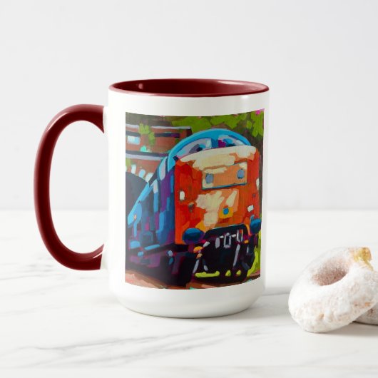 Train Painting - Gift for Train Enthusiasts Tasse (Mit Donut)