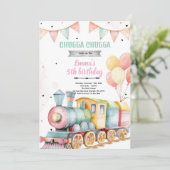 Train party girl invitation einladung (Stehend Vorderseite)