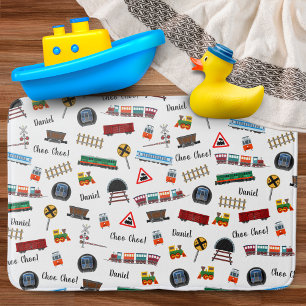 Train Pattern Little Boy Vorname Choo Choo Kinder Badematte