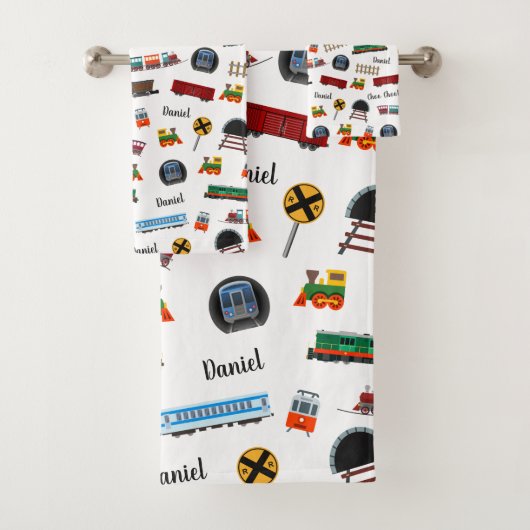Train Pattern Little Boy Vorname Choo Choo Kinder Badhandtuch Set (Insitu)