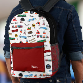 Train Pattern Little Boy Vorname Choo Choo Kinder Bedruckter Rucksack