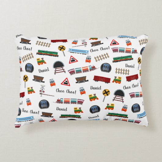Train Pattern Little Boy Vorname Choo Choo Kinder Dekokissen (Vorderseite)