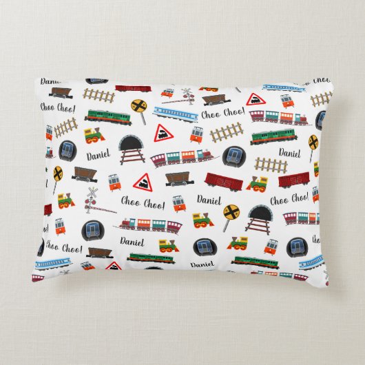 Train Pattern Little Boy Vorname Choo Choo Kinder Dekokissen (Rückseite)