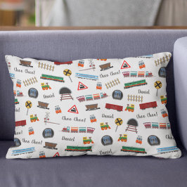 Train Pattern Little Boy Vorname Choo Choo Kinder Dekokissen