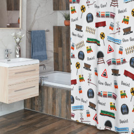 Train Pattern Little Boy Vorname Choo Choo Kinder Duschvorhang