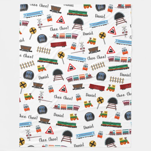 Train Pattern Little Boy Vorname Choo Choo Kinder Fleecedecke (Vorderseite)