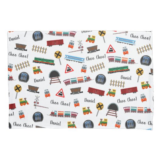 Train Pattern Little Boy Vorname Choo Choo Kinder Kissenbezug (Vorderseite-Links)