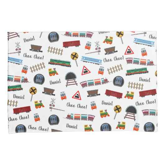 Train Pattern Little Boy Vorname Choo Choo Kinder Kissenbezug (Vorderseite-Rechts)