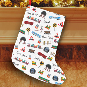 Train Pattern Little Boy Vorname Choo Choo Kinder Kleiner Weihnachtsstrumpf