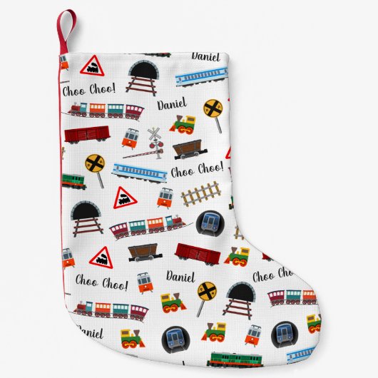 Train Pattern Little Boy Vorname Choo Choo Kinder Kleiner Weihnachtsstrumpf (Vorderseite)