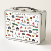 Train Pattern Little Boy Vorname Choo Choo Kinder Metall Brotdose (Vorderseite)