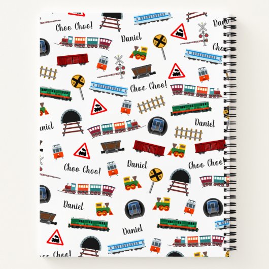 Train Pattern Little Boy Vorname Choo Choo Kinder Notizblock (Rückseite)