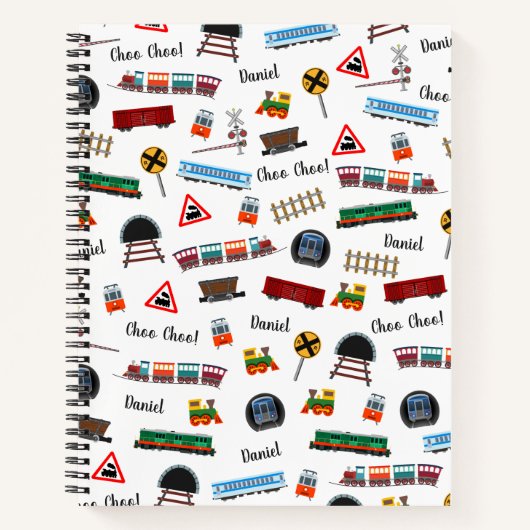 Train Pattern Little Boy Vorname Choo Choo Kinder Notizblock (Vorderseite)