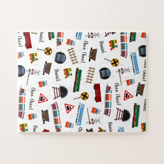 Train Pattern Little Boy Vorname Choo Choo Kinder Puzzle (Horizontal)