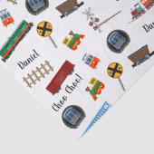 Train Pattern Little Boy Vorname Choo Choo Kinder Seidenpapier (Detail)