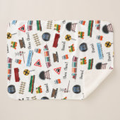 Train Pattern Little Boy Vorname Choo Choo Kinder Sherpadecke (Vorderseite (Horizontal))