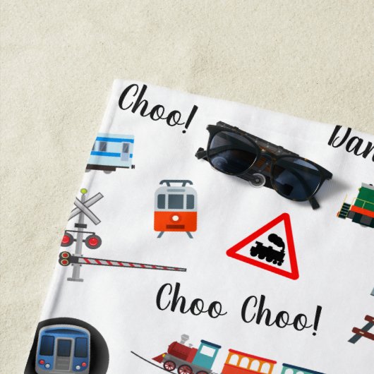 Train Pattern Little Boy Vorname Choo Choo Kinder Strandtuch (Beispiel)