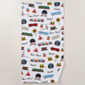 Train Pattern Little Boy Vorname Choo Choo Kinder Strandtuch (Vorderseite)