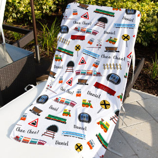 Train Pattern Little Boy Vorname Choo Choo Kinder Strandtuch