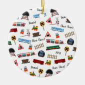 Train Pattern Little Boy Vorname Weihnachten Keramik Ornament (Vorne)