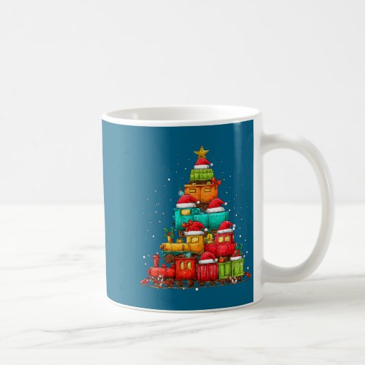 Train Railroad Locomotive Christmas Tree Xmas Hat Kaffeetasse (Rechts)