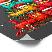 Train Railroad Locomotive Christmas Tree Xmas Hat Poster (Ecke)