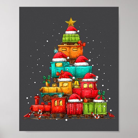 Train Railroad Locomotive Christmas Tree Xmas Hat Poster (Vorne)