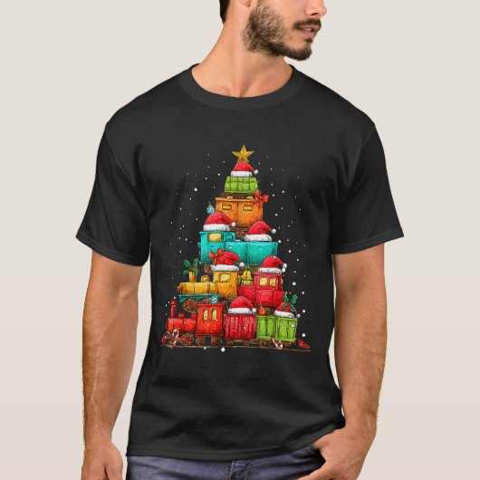 Train Railroad Locomotive Christmas Tree Xmas Hat T-Shirt (Vorderseite)