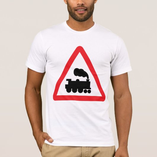 Train Road Sign Mens T - Shirt (Vorderseite)