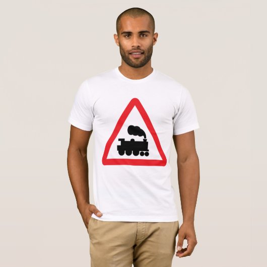 Train Road Sign Mens T - Shirt (Vorne ganz)