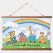 Train Safari Baby Kinderzimmer oder Kinderzimmer Wandteppich Mit Holzrahmen (Vorne)